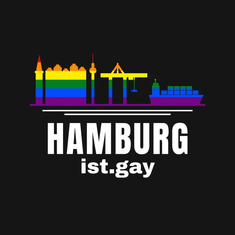 Hamburg Skyline in Regenbogenfarben – Variante für dunkle Textilien